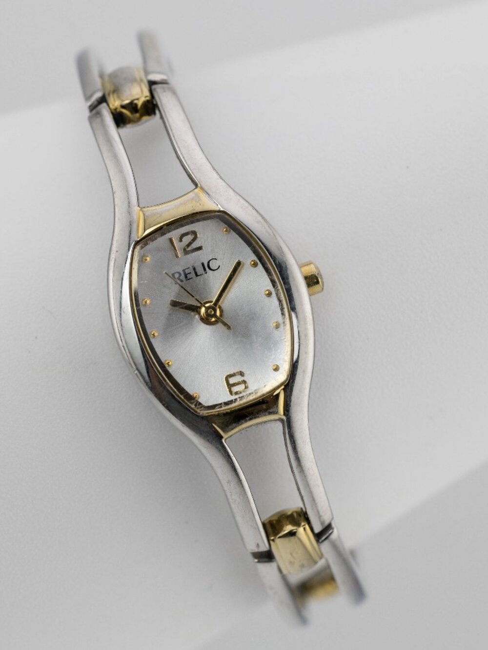 Relic ZR33580 Two Tone Tonneau Bracelet Quartz Analog Women's Watch New Battery